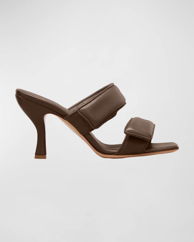Perni Two-Band Puffy Slide High-Heel Sandals